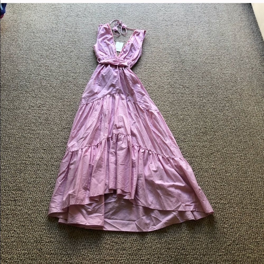 Misa Los Angeles Pink Striped Maxi Dress Size XS